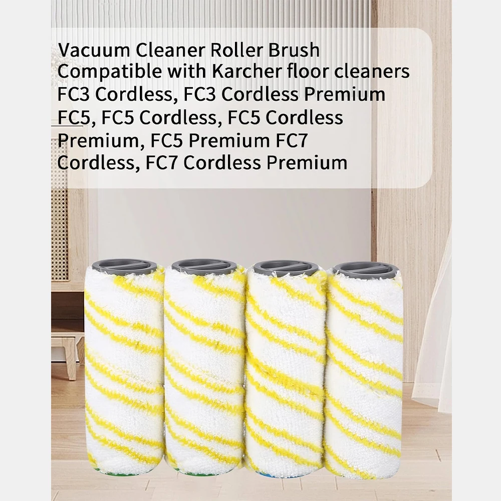 Brush Roller for Karcher FC3 FC3D FC5 FC5D FC7 Vacuum Cleaner Microfiber Floor Roller Washable Low Noise Easy to Use Rotation