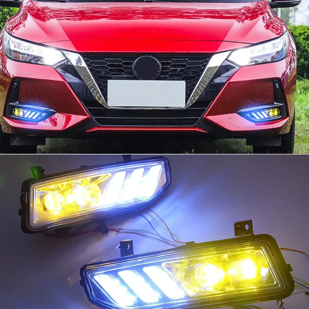 New！ Car LED Fog lamp Daytime Running Light DRL For Nissan Sentra 2020-2022 Xtrail Rogue Kicks 2017 2018 2019 2020 Qashqai 2019