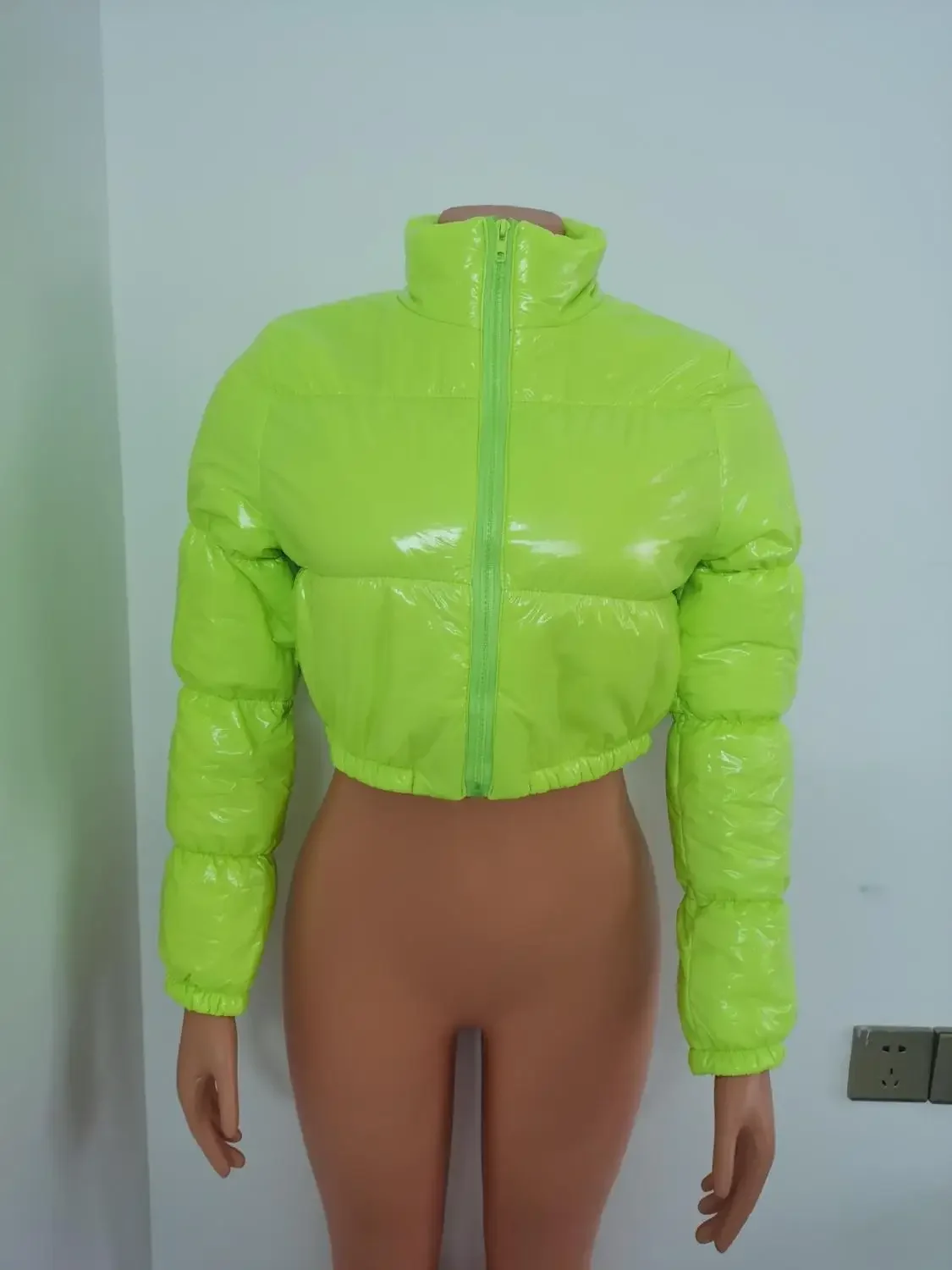 Winter Lakleer Bubble Jas Vrouwen Rode Rits Waterdichte Latex Puffer Jas Vrouw S-2XL Parka 2020