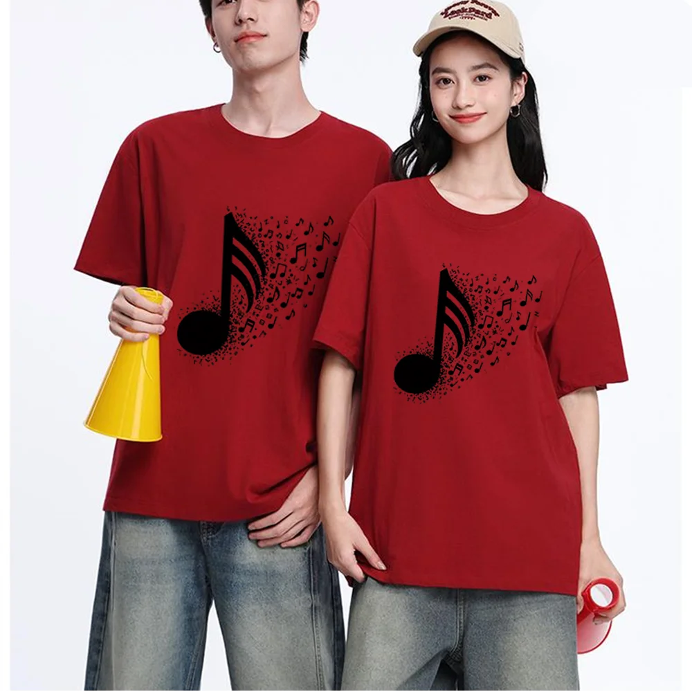 Music Notes Printed T Shirt Breathable Fabric S-XXL Personalized Custom Casual Short Sleeve Tee Aesthetic Graphic Top Unisex Fit