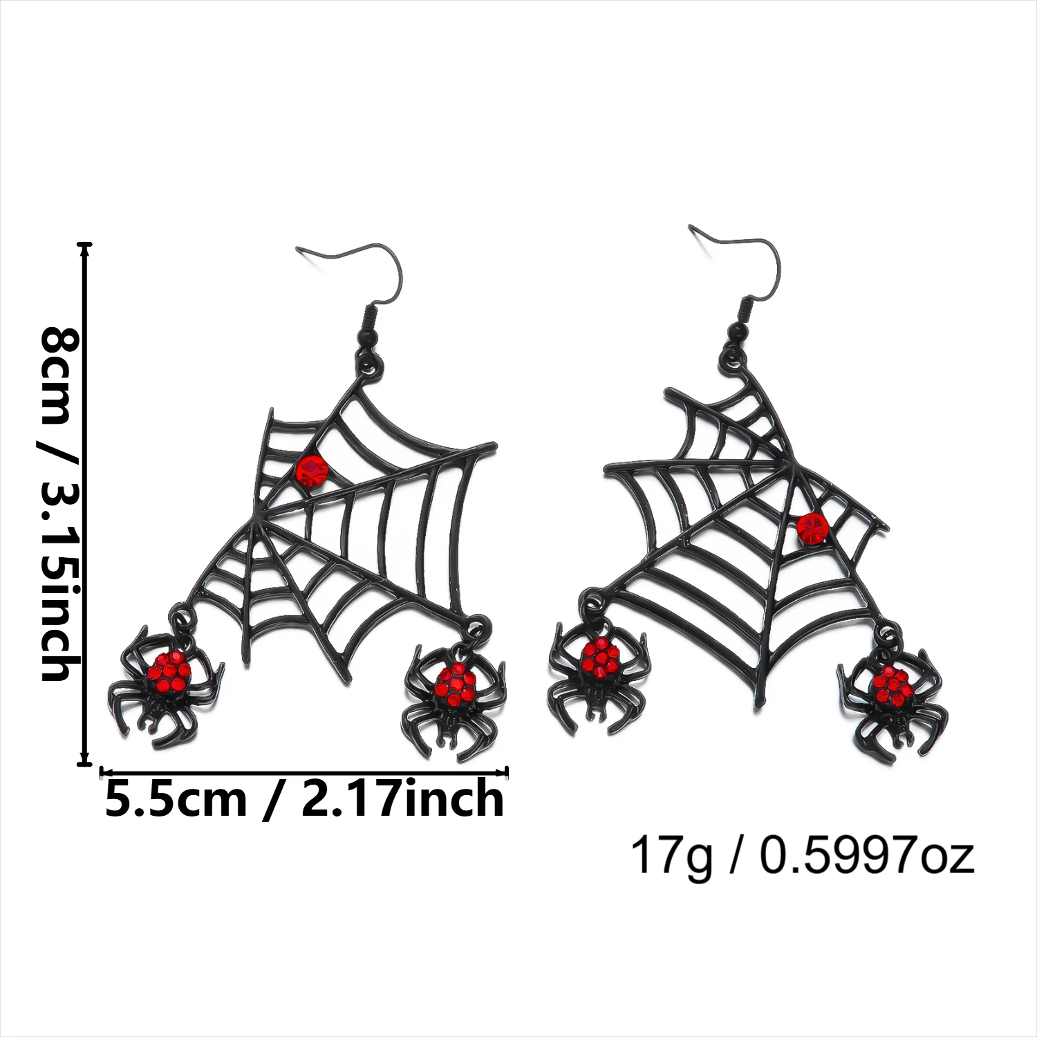 Gotisches Übertriebenes Schwarzes Spinnen-Quasten-Halsband und Ohrringe Set für Damen Vintage Spinnennetz-Halskette Halloween-Schmuck Geschenk – Detail 8