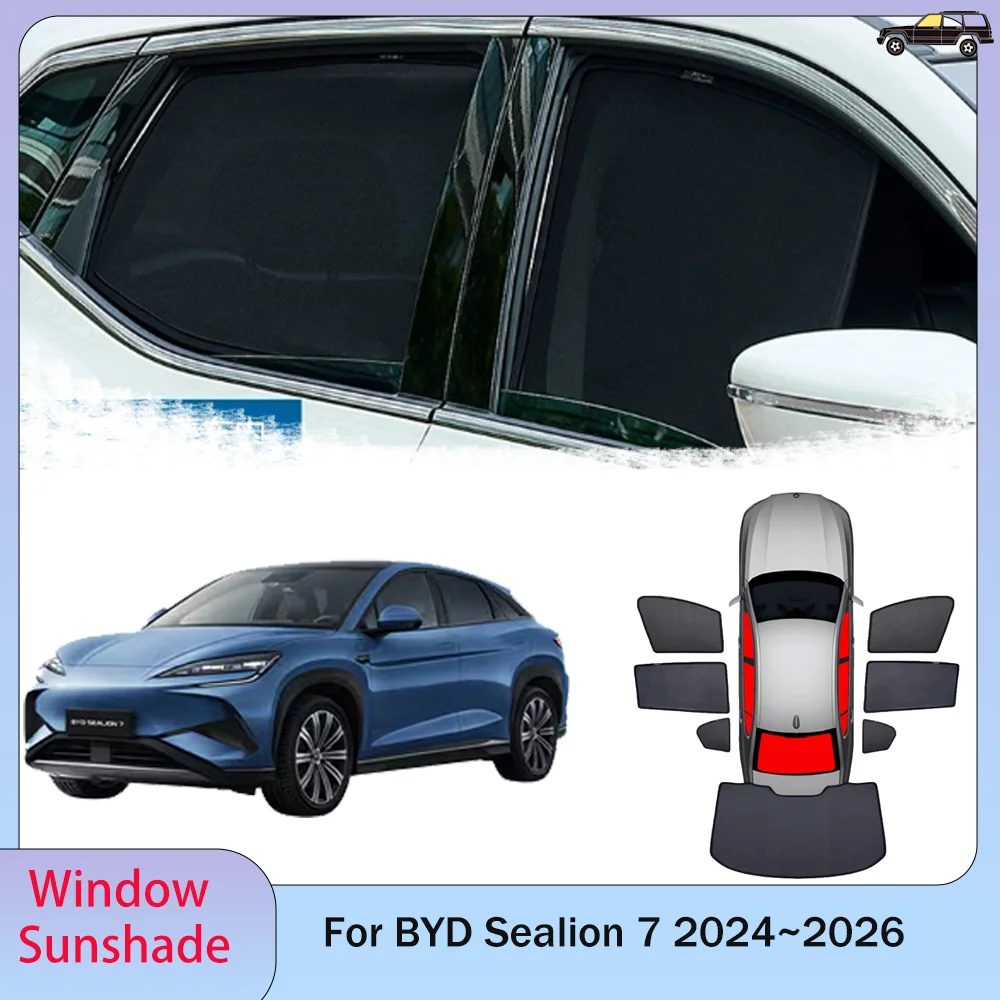 

Для BYD Sealion 7 2024 ~ 2026 2025 автомобильная магнитная сетка, солнцезащитный козырек для конфиденциальности, боковое окно, солнцезащитный козырек, защита от комаров, аксессуары