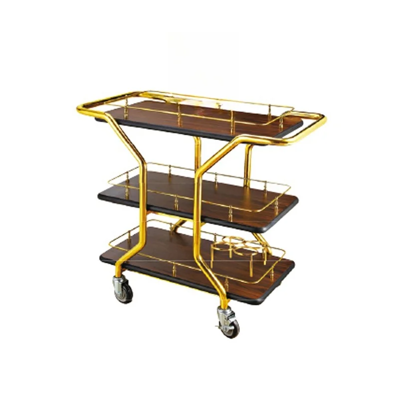 Royal Luxury Dessert Trolley Hotel Banquet Wine Trolley Restaurant Restaurant Trolley Service Cart with Casters