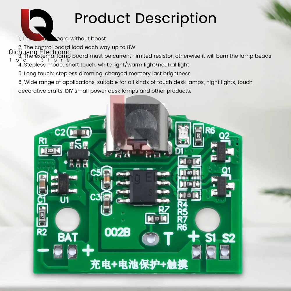 1Pcs Type-C Table Lamp Circuit Board USB Charging Three Gear Stepless Dimming LED Touch Small Night Lamp Control Module