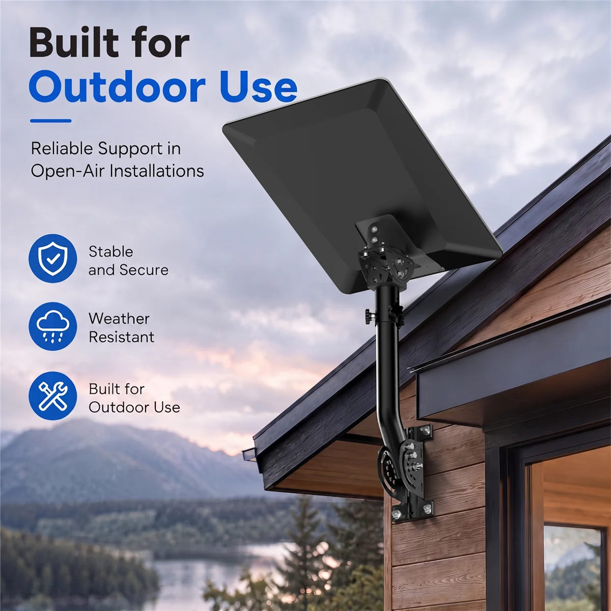 Starlink V5 Roof Mount, Wall & Pole Mounting Kit, 160° Tilt Adjustable Heavy-Duty Metal, For Starlink Gen 5 Install Bracket
