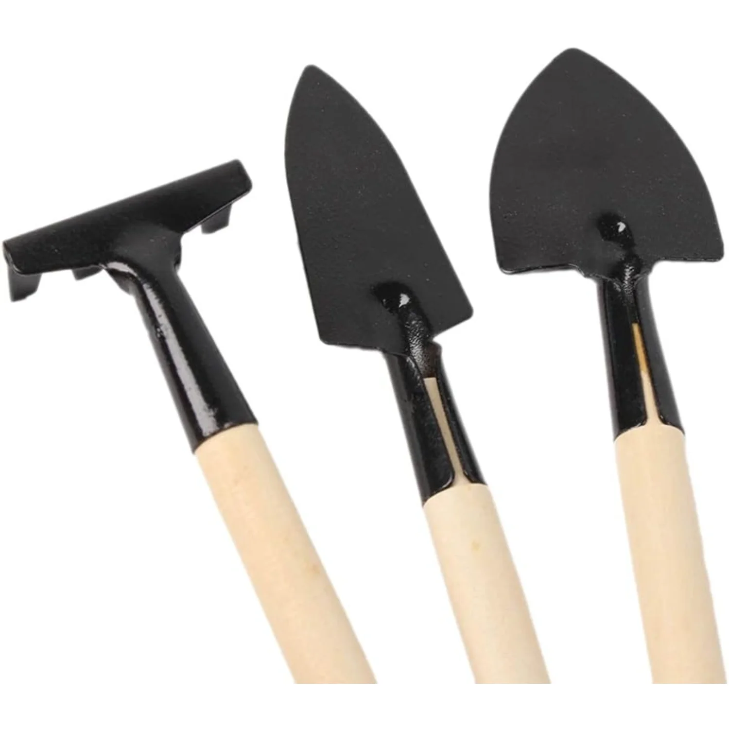 Garden Hand Tool  Plant Gardening Shovel  Rake Trowel Wood Handle Metal Head Gardener 3Pcs