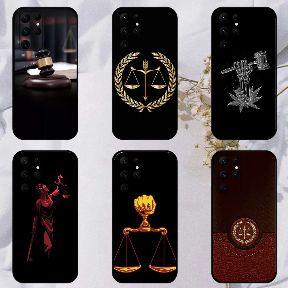 Law Lawyer Judge Justice  Phone Case For Samsung S23,23,22,30,21,10,9,Note20 Ultra,Lite,Ultra,5G,Plus,FE,Black Soft Case