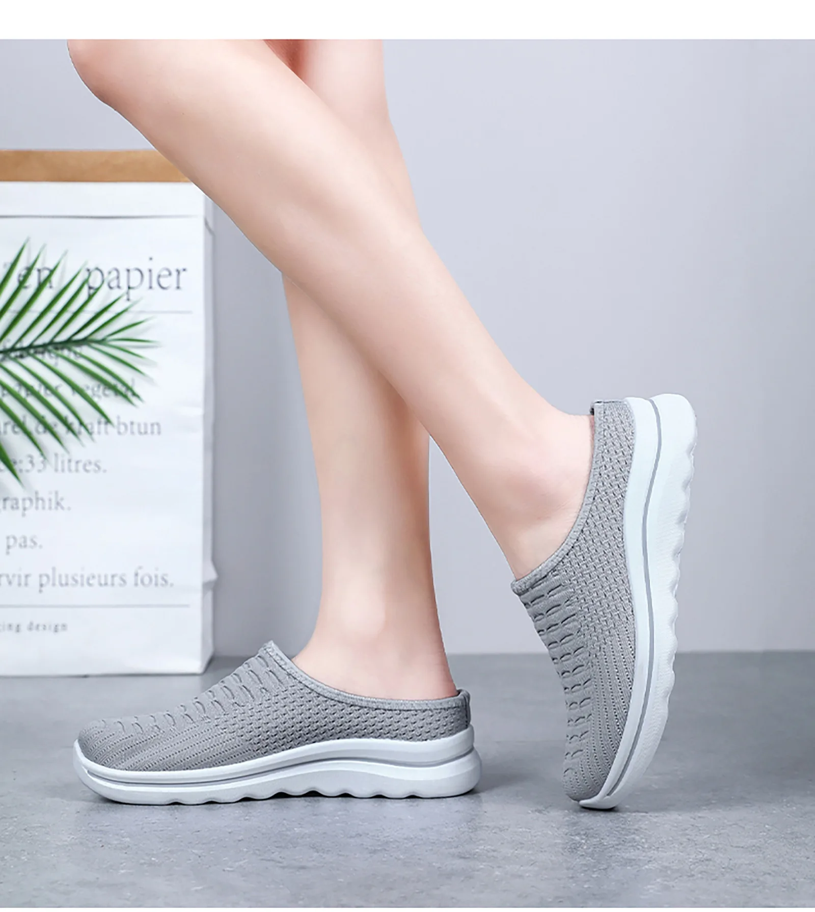 Übergrößen Damen Atmungsaktive Mesh-Pantoletten Slip-On Freizeitschuhe für Innen- und Außenbereich Tägliches Tragen – Detail 26