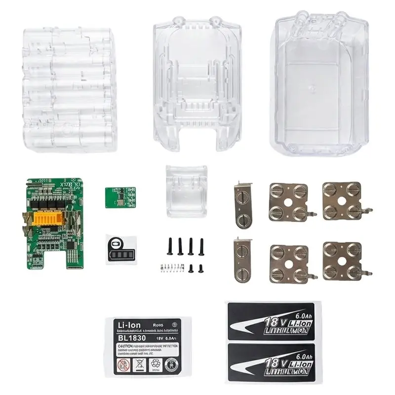 3CGRO-BL1830 10X18650 Lithium Battery Transparent Shell Case Box PCB Charging Protection Circuit Board For 18V Battery