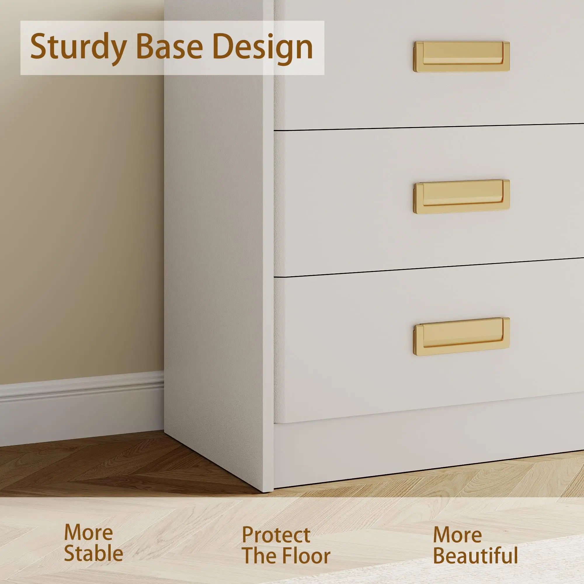 GAOMON 7 Drawer Dresser for Bedroom, Wide Horizontal Chest of Drawers with Chamfered Edge & Metal Handles, Modern MDF Storage Cabinet for Living Room, Hallway – White/GAOMON