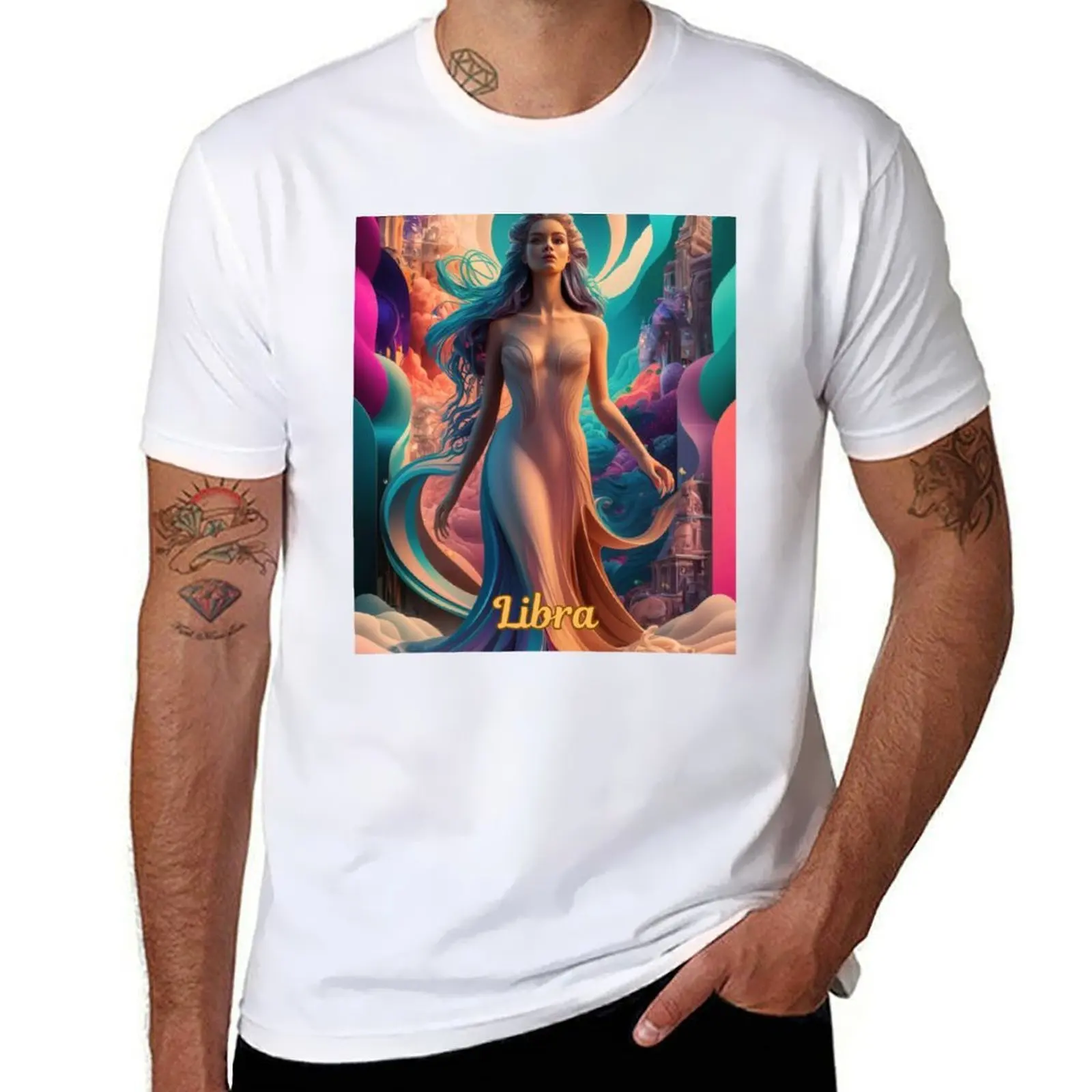 

Libra Zodiac, whimsical lady, celestial woman T-Shirt man t shirt summer t shirt for man 100 percent cotton T-Shirt
