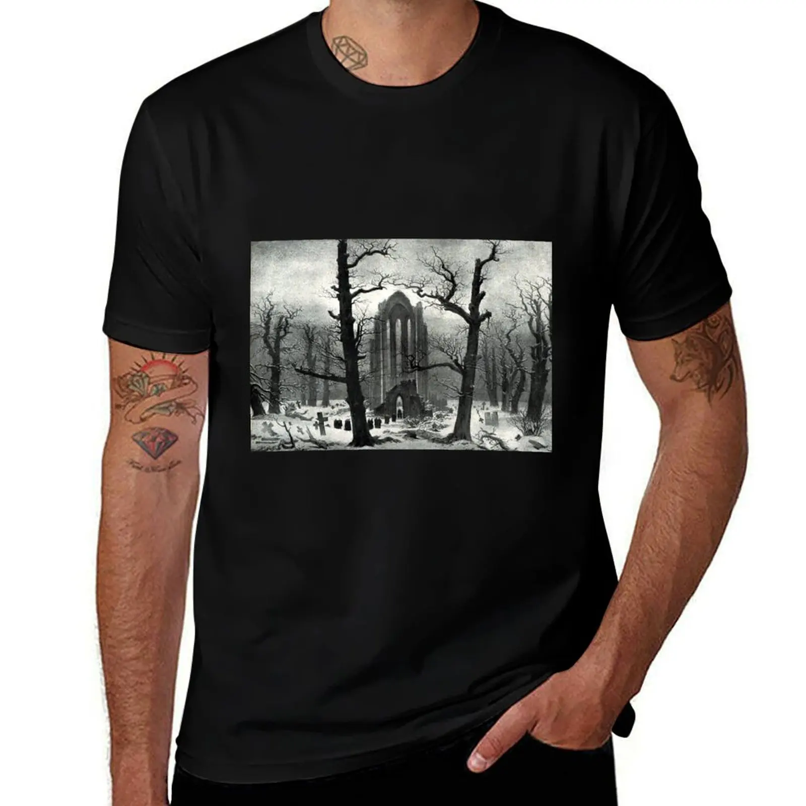 Monastery Graveyard in the Snow - 1820 - Caspar David Friedrich T-Shirt funny gifts Anime t-shirt Men's t-shirt