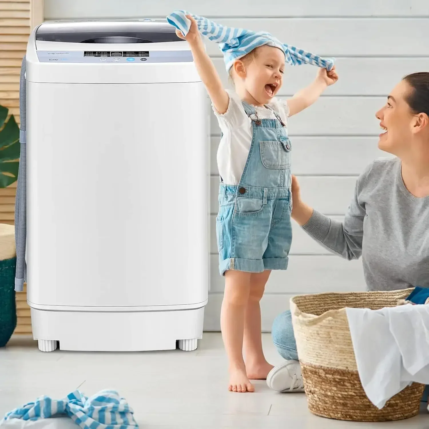 COSTWAY Portable Washing Machine, 9.92Lbs Capacity Full-automatic Washer with 10 Wash Programs, LED Display