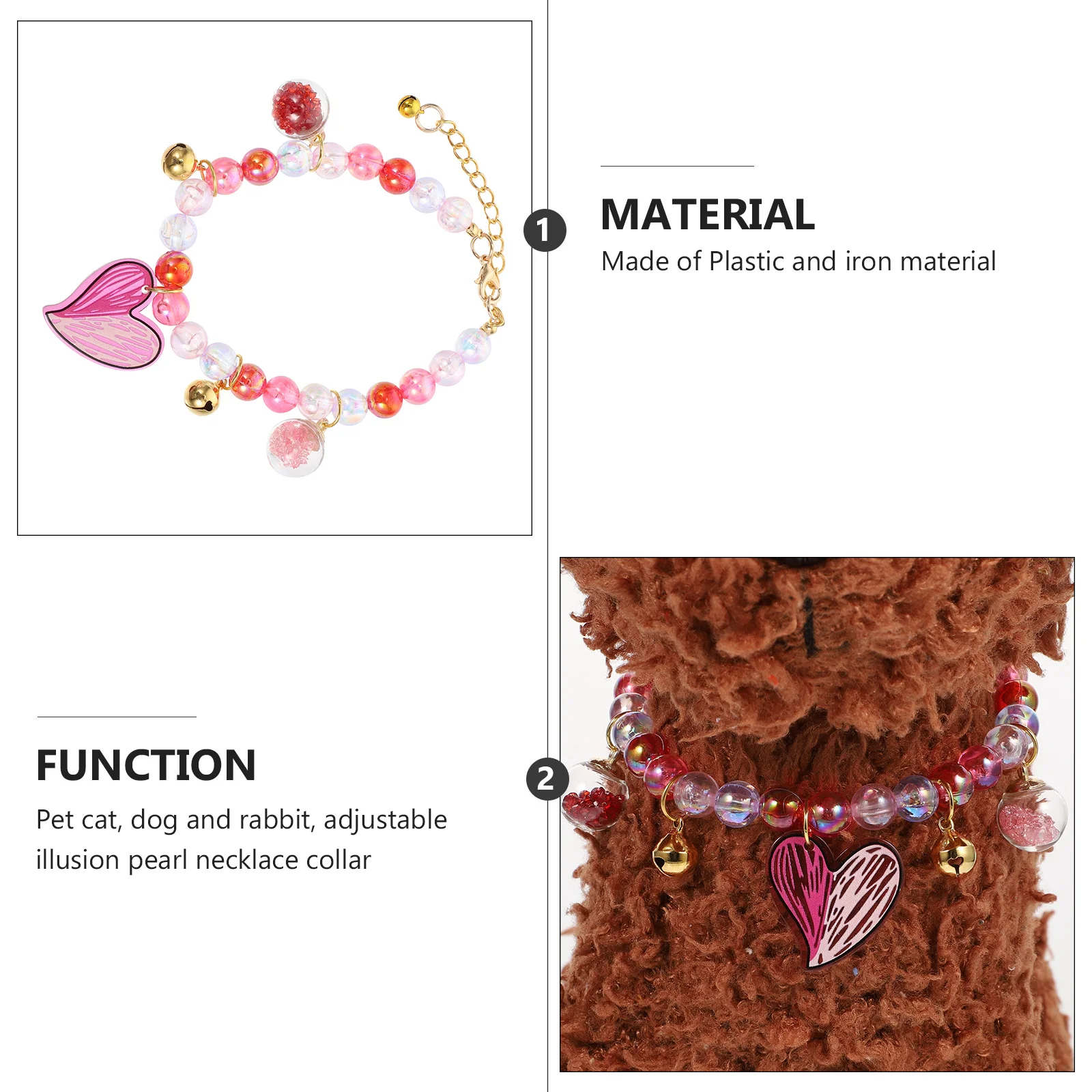 

Beaded Pet Collar for Dogs Cats Adjustable Pearl Necklace Comfortable Lightweight Decorative Collar for Small Pets Daily Wear