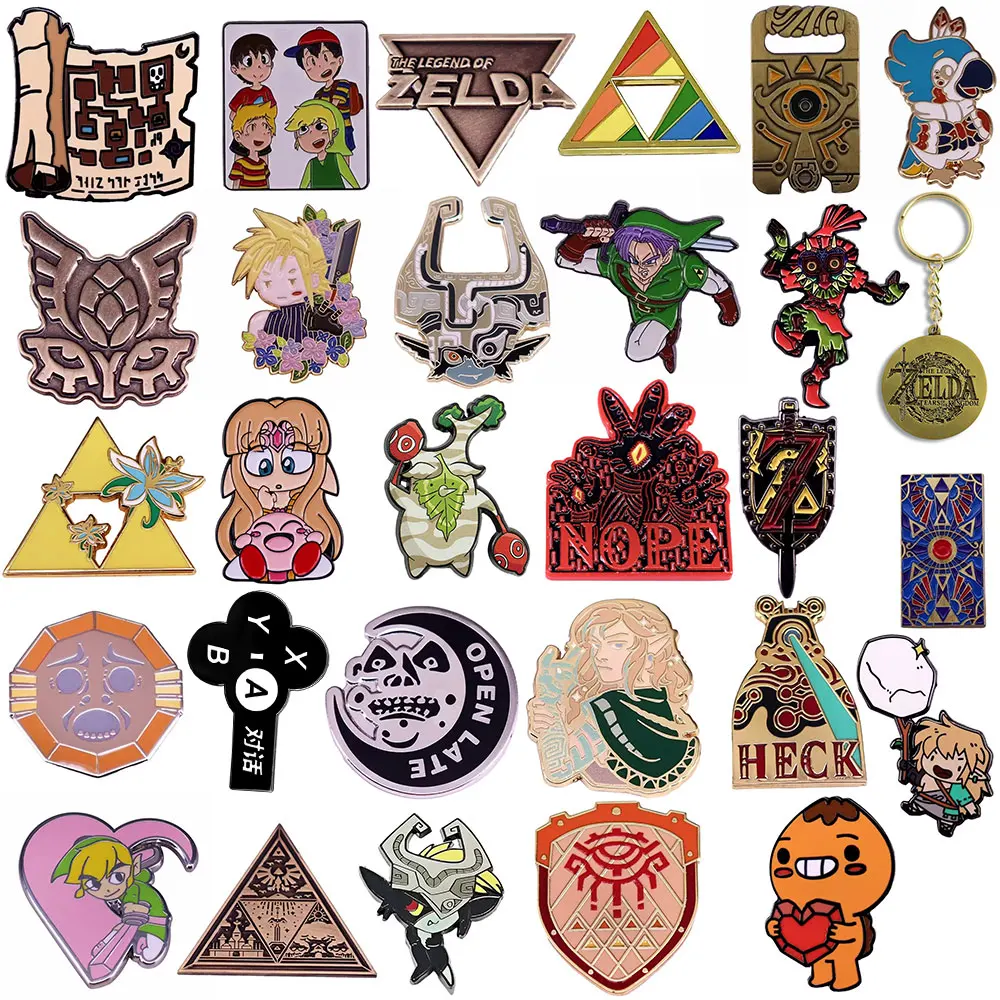 Lindos pines de solapa de dibujos animados de The Legend of Zelda para mochila, insignias de esmalte, broches para ropa, joyería de moda, regalos festivos