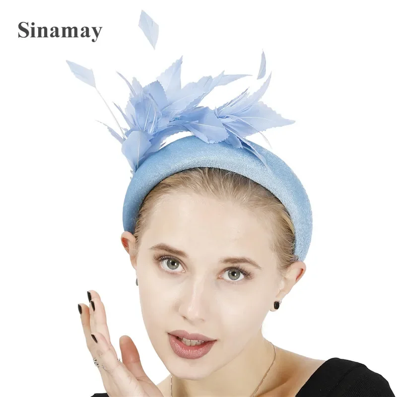 New Design Ladies Elegant Fashion Headband Fascinators Accessories With Feathers Princess Hair Band Amazing Bride Mesh Headwear