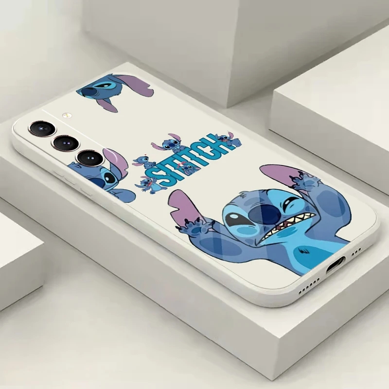 Cute Stitch  Disney For Samsung Galaxy S24 S23 S22 S21 S20 Ultra S10 Plus S23 S21 S20 FE Phone Case Liquid silicone Coque Cover