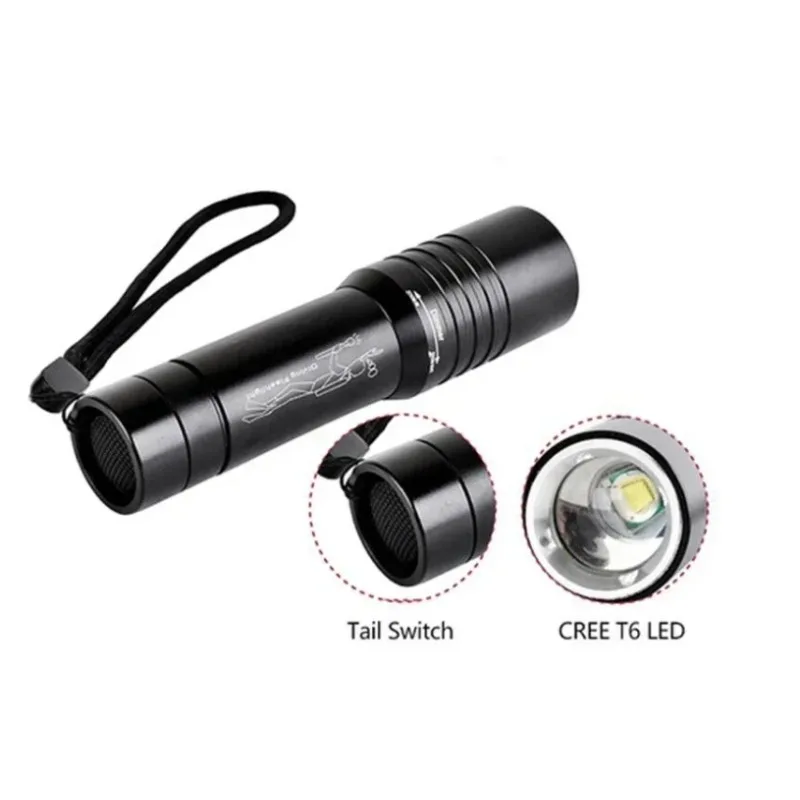 Фонарик для дайвинга с зарядкой, сильный свет XM-L T6 фокус, длинный фонарик, водонепроницаемый погружной светильник в ночное время, погружной DV02