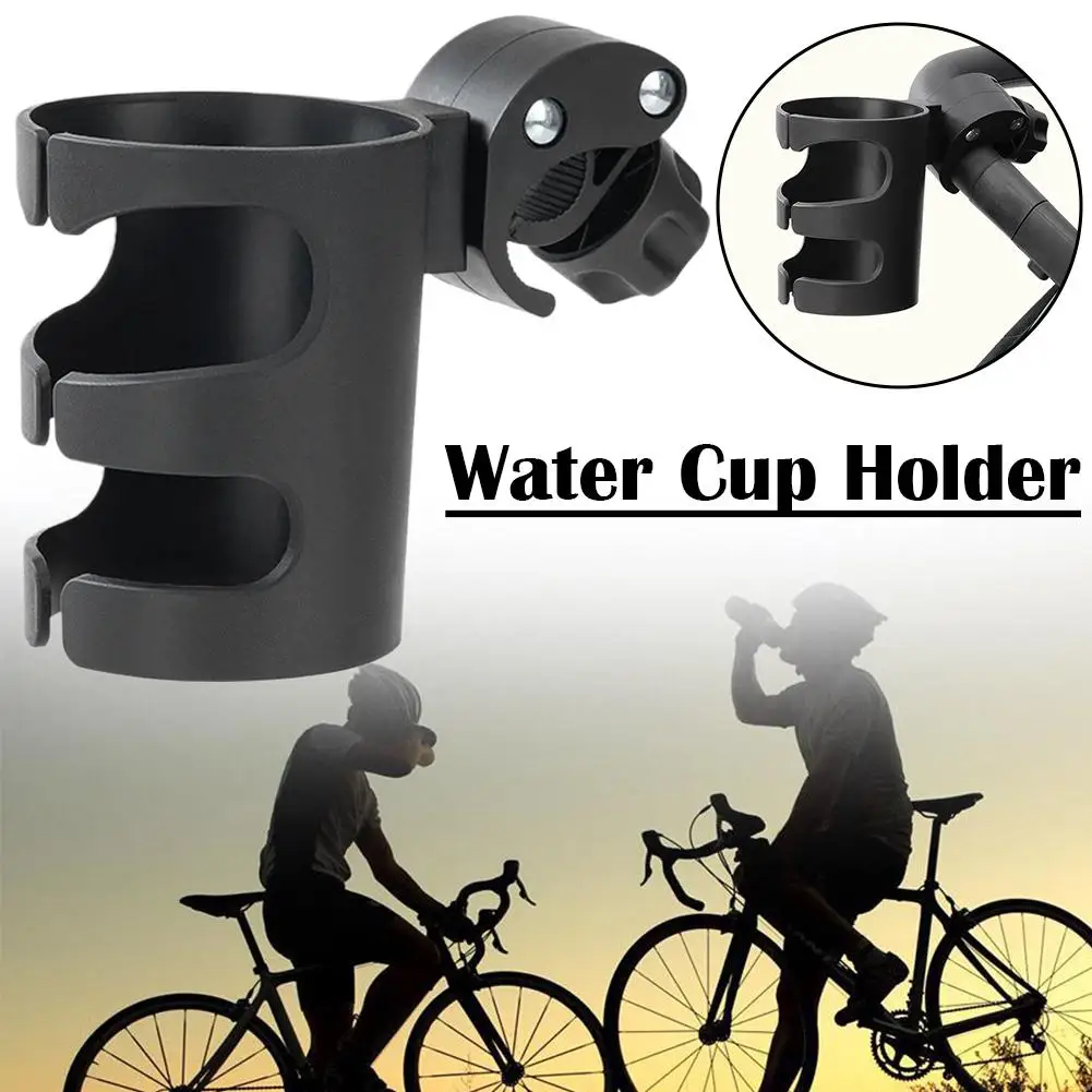 Universal Stroller Cup Holder Bicycle Bottle Rack Adjustable Wheelchair Drink Holder Black Plastic Walker Beverage Support view 3