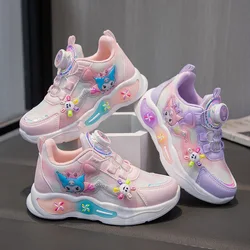 Chidren's Autumn New Fashion Cartoon Kuromi Sports Shoes Girls Cute with Windmill Casual Shoes Rotating Button Running Sneakers