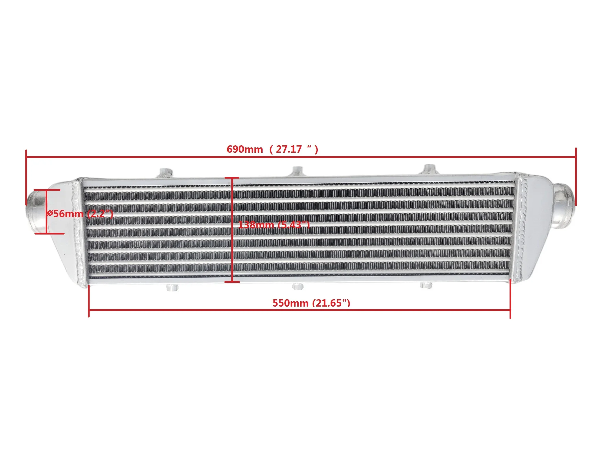 Front Mount Universal Aluminum Intercooler 690*168*69mm ,56mm Inlet/Outlet High Flow Light Weight Turbo Super Charger System