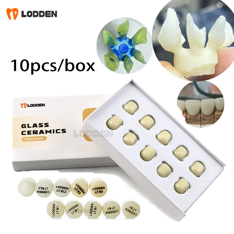 

LODDEN 10PCS Press Lithium Disilicate Glass Ceramic Ingots Ultra-thin Veneer HT/LT/MT for Dental Lab CAD/CAM Denture