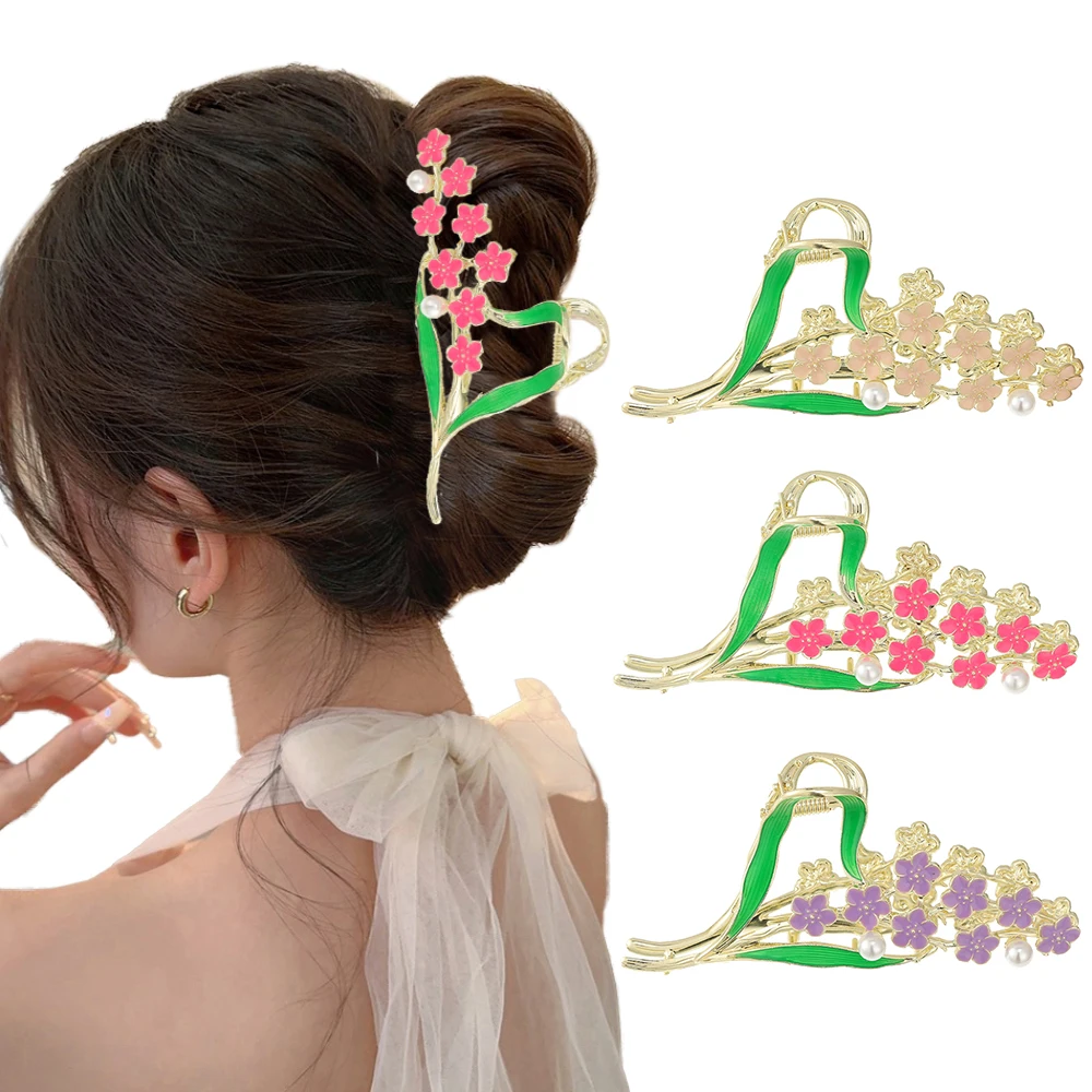 Molans New Flower Hair Claw For Women Elegant Hair Clip Hair Accessories Metal Ponytail Claw Clip Headwear