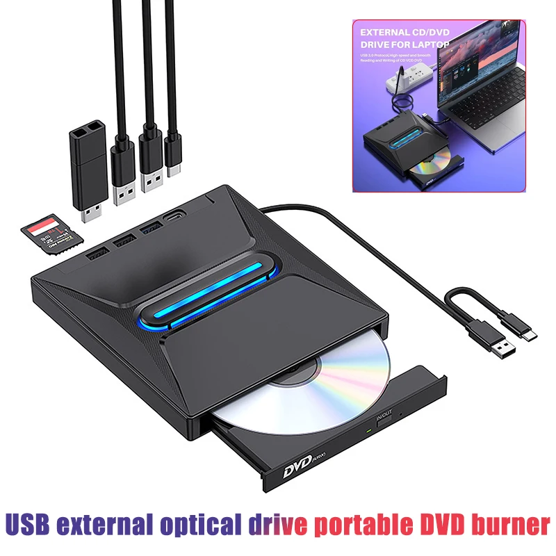 

USB External CD DVD Drive, USB 3.0 Slim Protectable External CD-RW Drive DVD-ROM Burner Player for Laptops PC Desktop Computer
