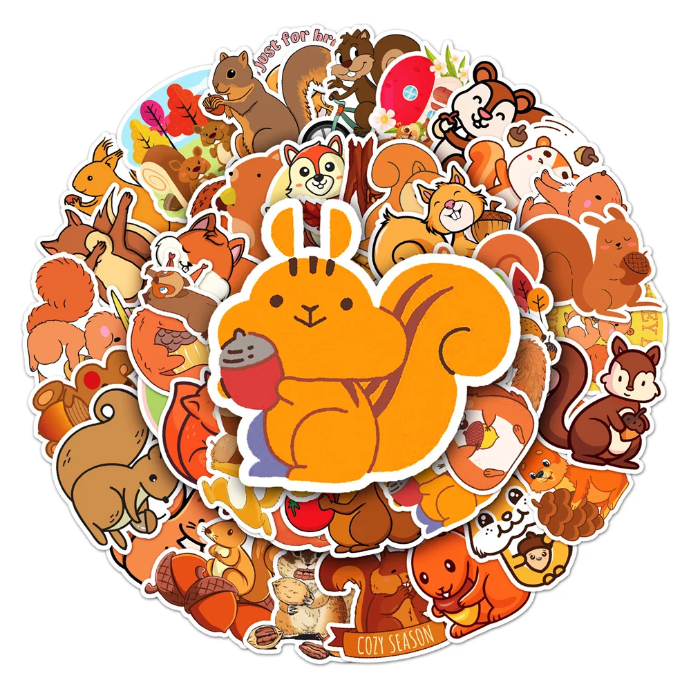 50pcs Cartoon Squirrel Stickers Pack Laptop Phone Ipad Handmade Journal Accessories Cute Sticker DIY Scrapbooking Supplies