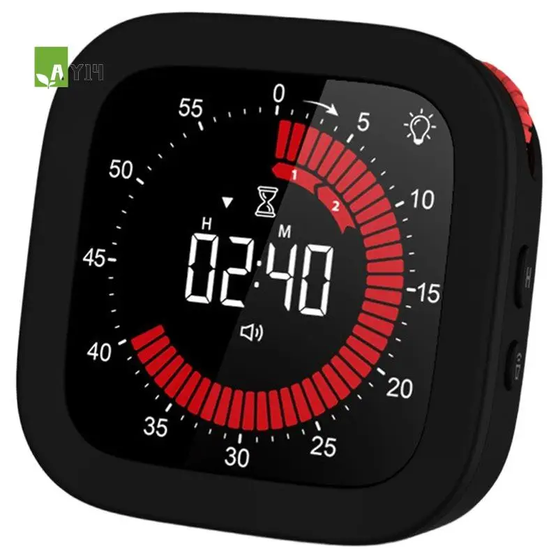 AY14 -Digital Visual Timer, Rechargeable Countdown Timer With Adjustable Volume & Brightness, Magnetic Back For Kitchen Timer