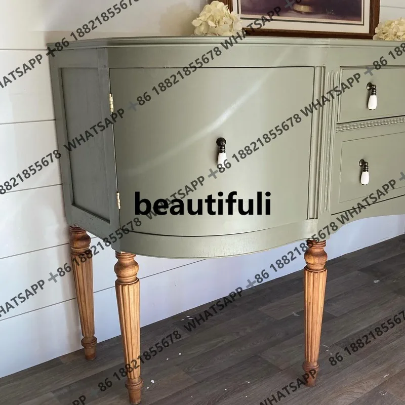 Medieval solid wood porch cabinet foyer locker American country living room storage cabinet