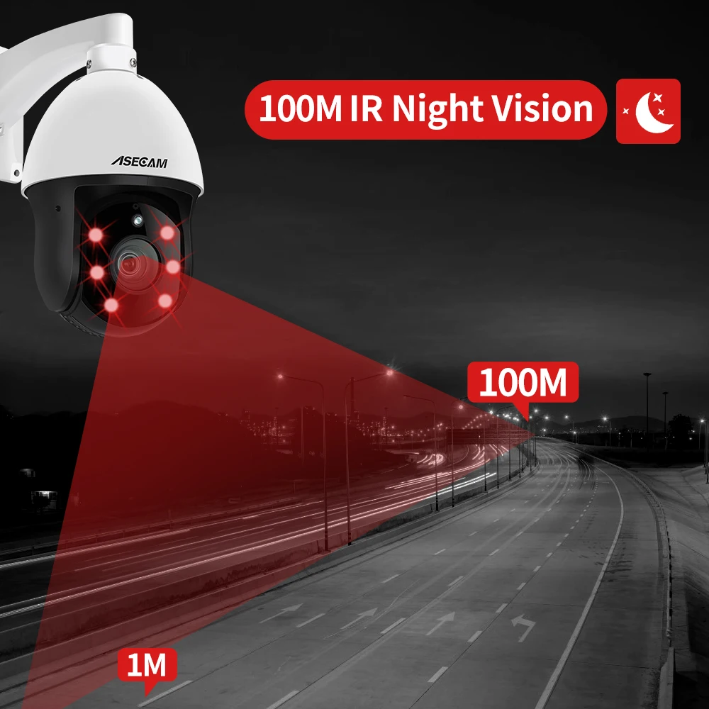 Kamera IP 8MP 4K Luar Ruangan PTZ 30X Zoom Optik CCTV Onvif H.265 Dome POE Deteksi Kendaraan Kamera Keamanan Kompatibel Hikvision