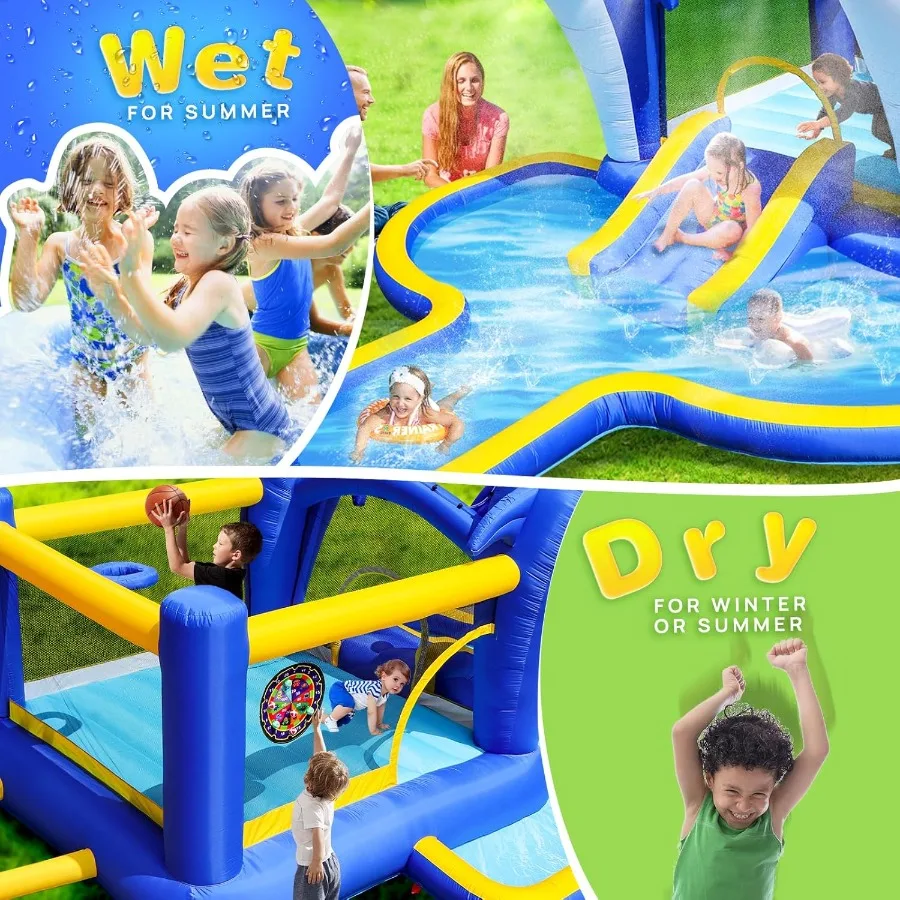 8-in-1-Wasserrutsche, Hüpfburg, riesiger aufblasbarer Wasserpark für 310, aufblasbare Wasserrutschen für Hinterhof, Party, Geschenk, Waterslide Bou