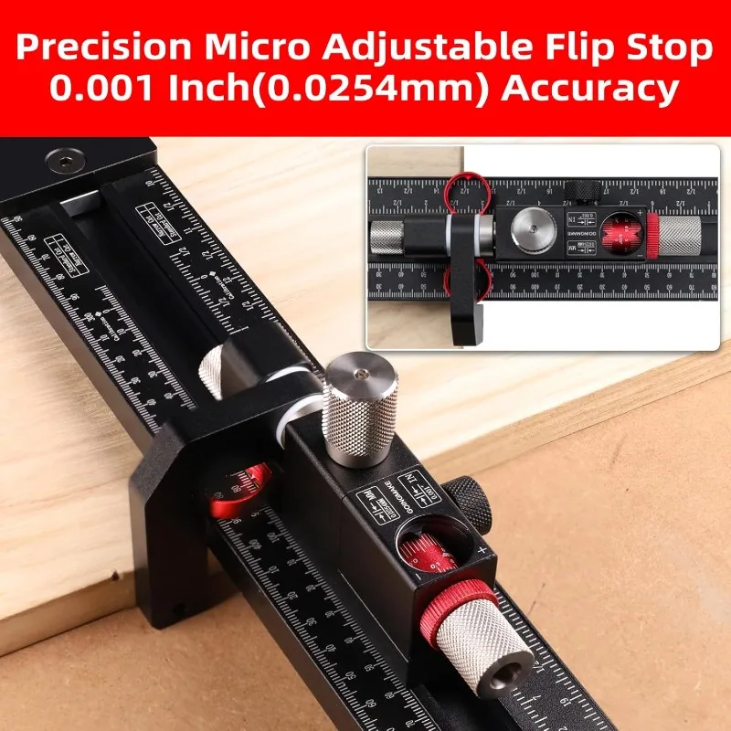 Track Saw Parallel Guide System with Mirco Adjustable Flip Stop and Zero Calibration for Woodworking Repeatable Rip Cuts for Tra