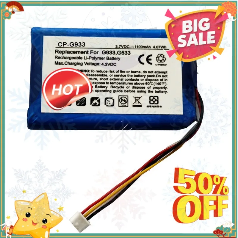 SWZY 3.7V 1100mAh Wireless Headset Battery for Logitech G933 G533 533-000132 High Qualty Wireless Earphone Rechargeable Battery