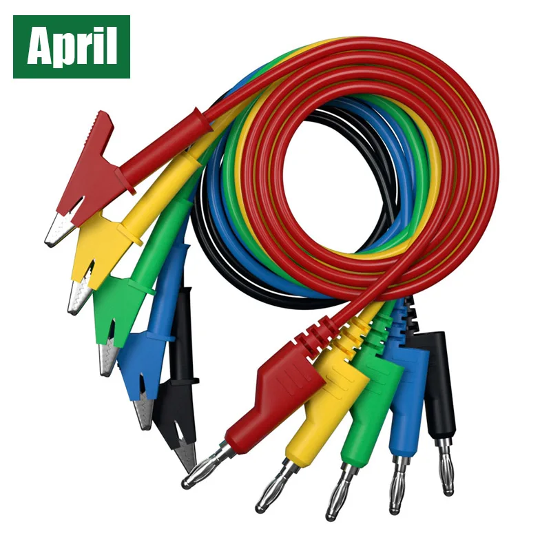 

5 шт., 4 мм, штекер типа «банан» к зажиму «крокодил», тестовый зонд, провод, комплект тестовых проводов, длина 1 м, 5 цветов