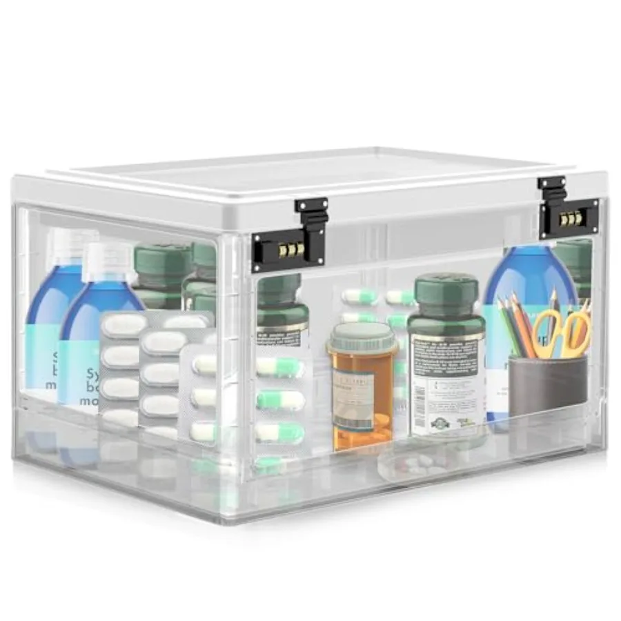

Extra Large Lock Box for Medication Safe Medicine Lockable Storage Box with Code Phone Lock Boxes for Video Games Box with Comb