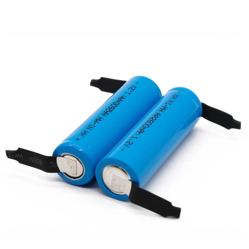 New AA Nickel Hydrogen Rechargeable Battery 2600mAh 1.2V with Nickel Spot Welding Connection for Shaver Battery