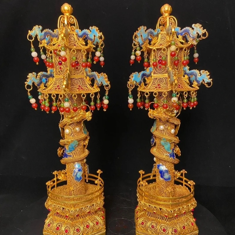 

Antique ornament collection gilt stupa collection decoration
