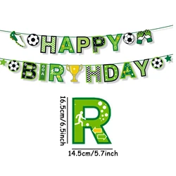 1set Football Happy Birthday Paper Banner Garlands School Sport Soccer Theme Kids Boy Birthday Party Bunting Flag Baby Shower