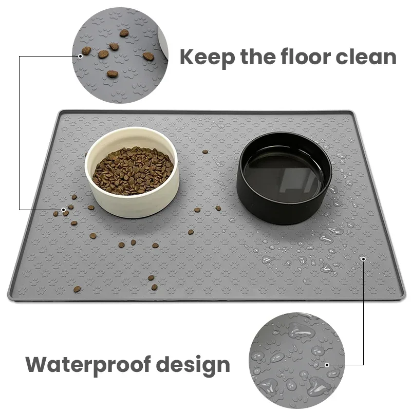 Silicone Pet Feeding Mat Dog Cat Waterproof Bowl Placemat Non-Slip Surface Food Water Bowls Pad