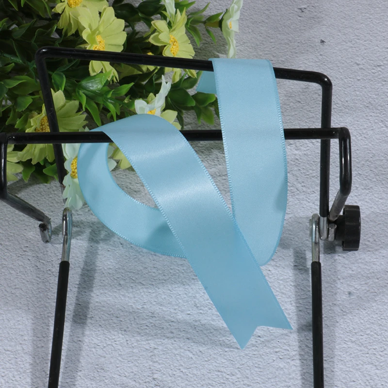 3/6/10/12/15/20/25/38/50/76MM Sky Blue Satin Ribbons for Wedding Xmas Party Decorations DIY Bow Craft Ribbon Card Gifts Wrapping