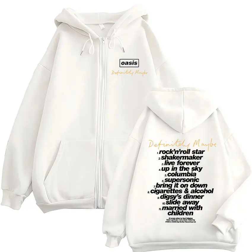 O-Oasis Live 25 Tour Merch Zip Up Hoodie Men Women Hip-hop punk