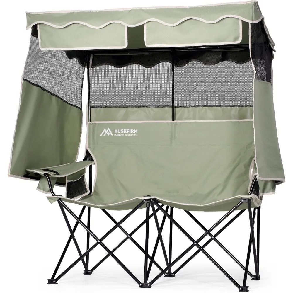 

Double Beach Chair With Canopy Shade Camping Chair With Canopy Oversized Camping Chair With Removable Roof Folding Loveseat Chai