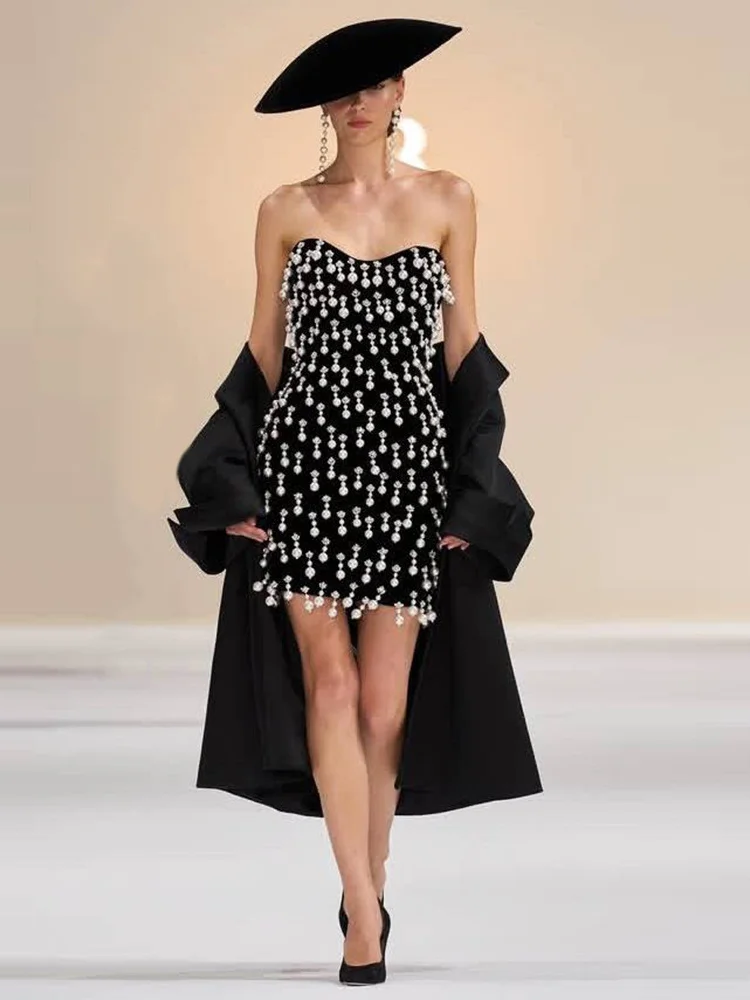 

Sexy Strapl Beaded Tassel Sequin Bodycon Dr Par Evening ort Skirt Polyester Fabric mid Waist Medium Stretch A-Line ...