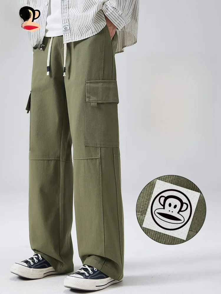 

Рабочие брюки PaulFrank, свободные прямые повседневные брюки из чистого хлопка, мужские осенне-весенние модные молодежные брюки для отдыха