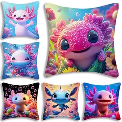 Cute Axolotl Pillow Covers Cartoon Sofa Decorative Home Double-sided Printing Short Plush Cute Cushion Cover