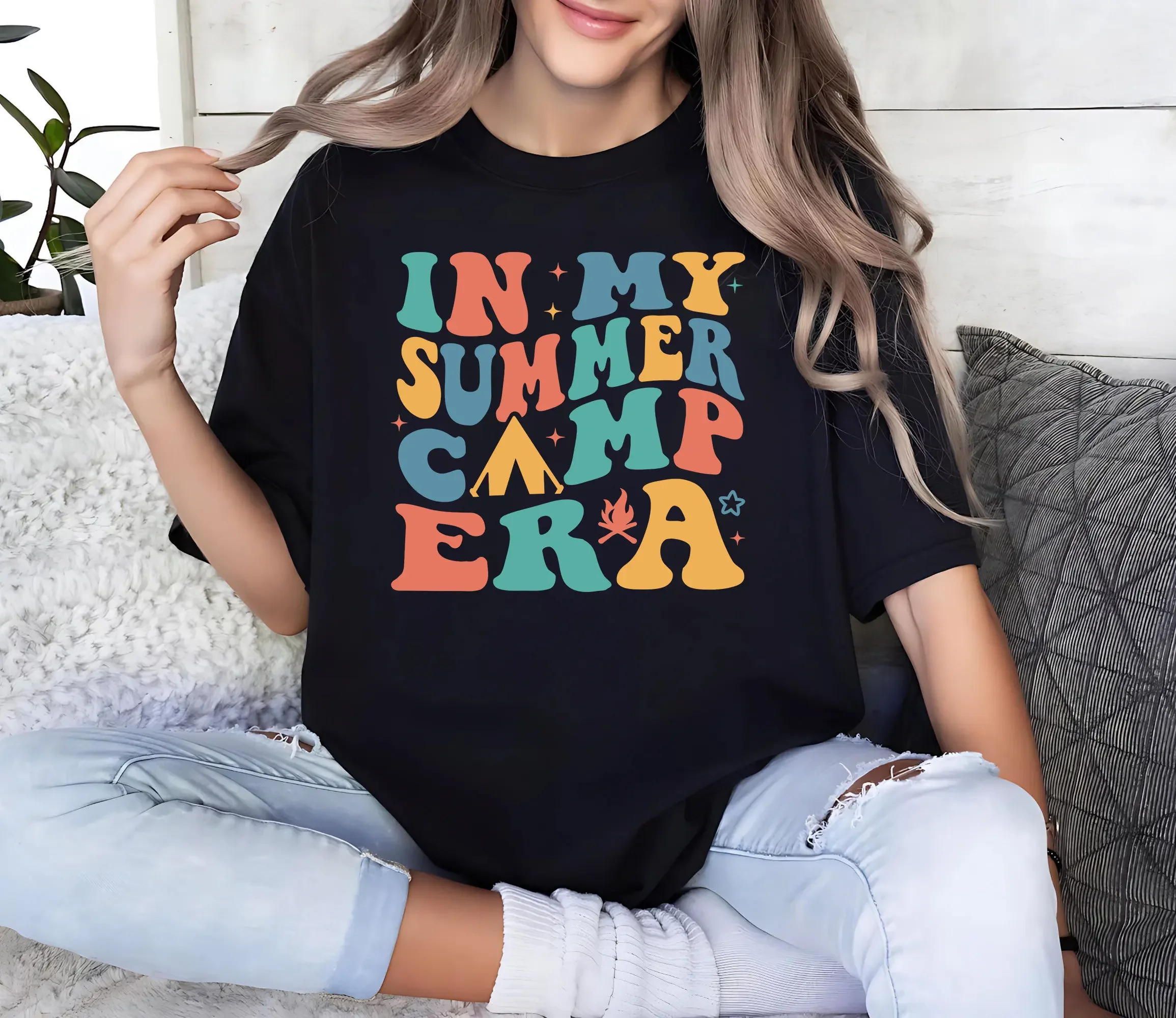 In My Summer Camp Era T Shirt Beach Vacation Sunshine Camping