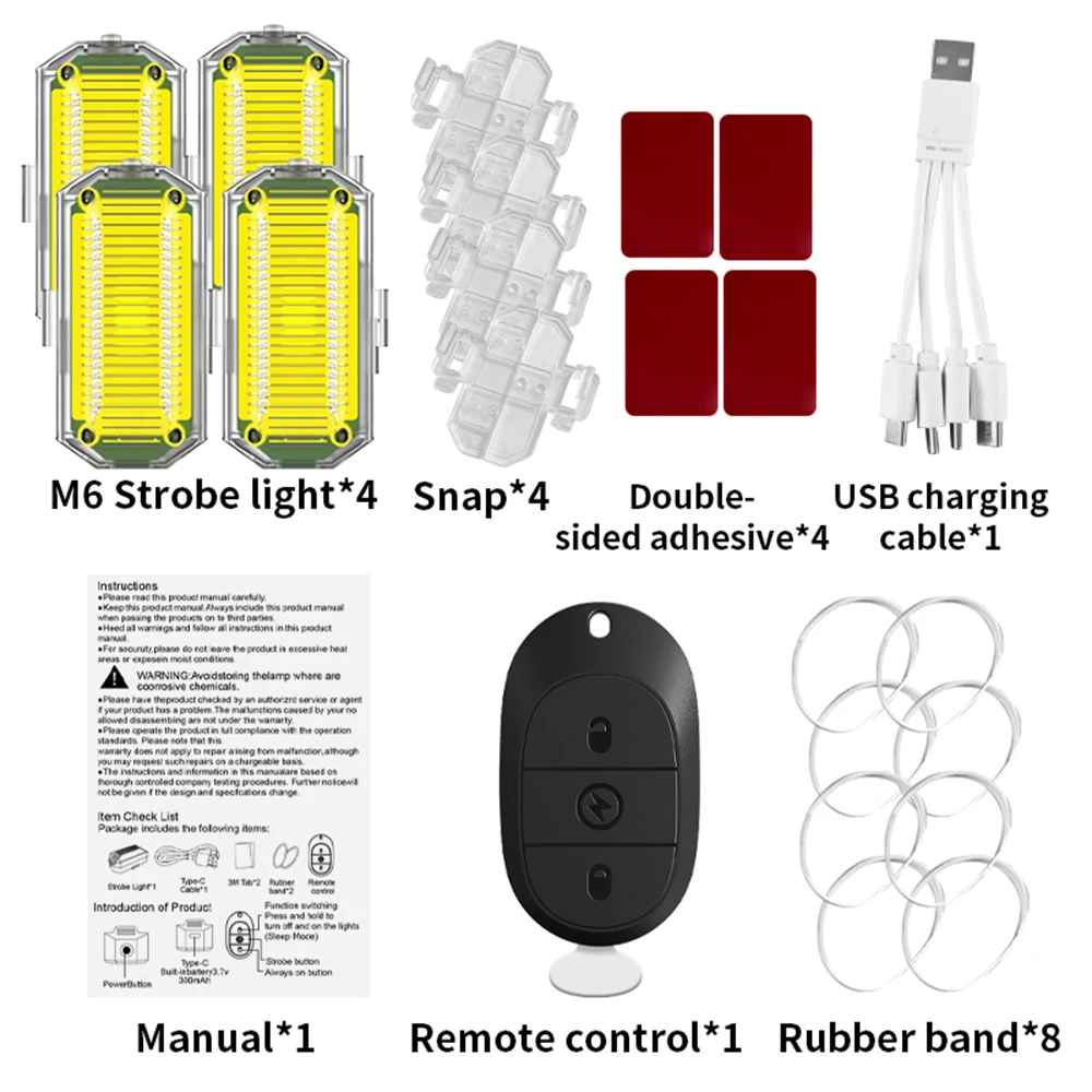 Wireless LED Light 2.4G Remote Control Flash Warning Light Signal Light for Motorcycle Car Bike