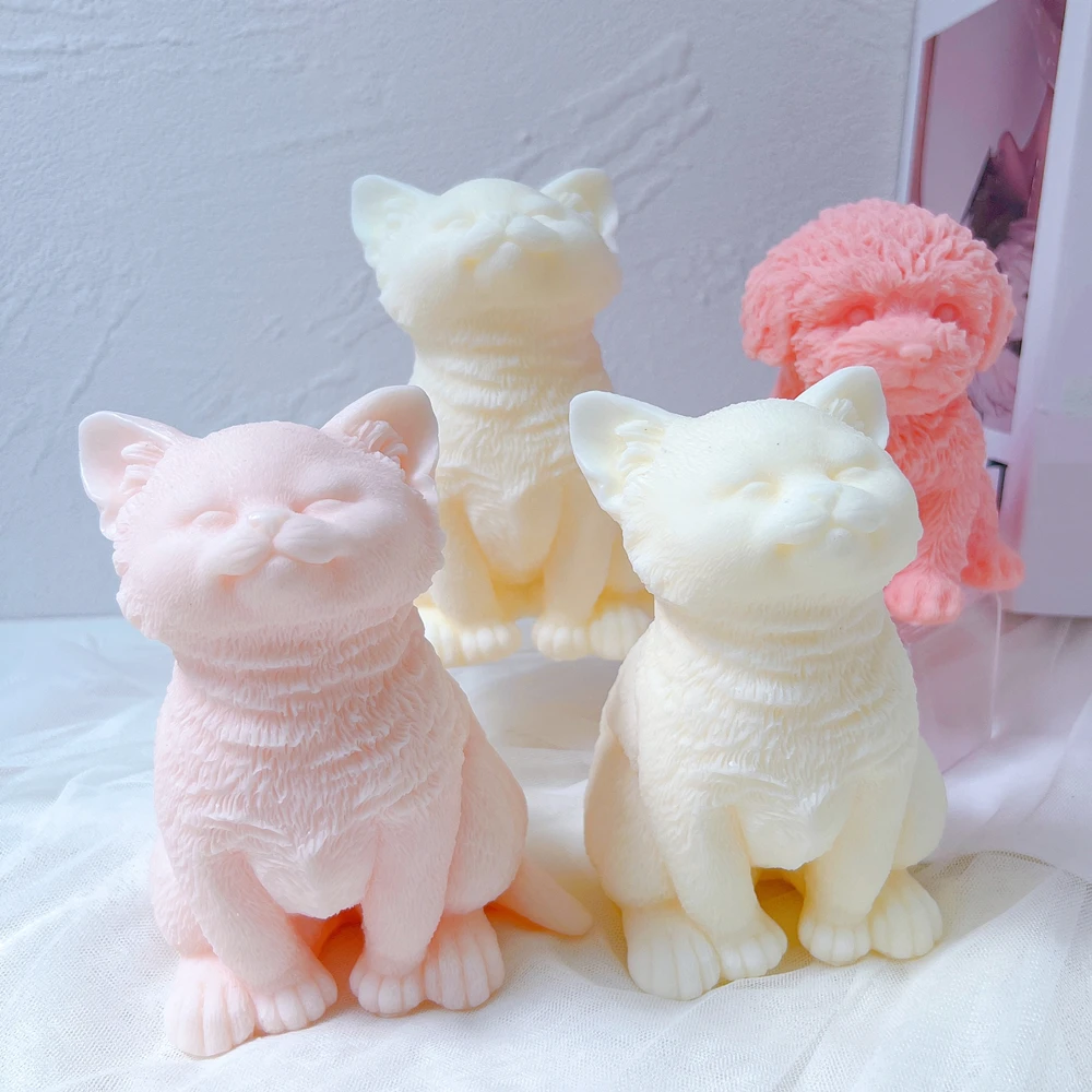 

Cute Animal Cat Teddy Puppies Candle Molds DIY Home Decoration Creativity Handmade Gift Soy Wax Silicone Mold